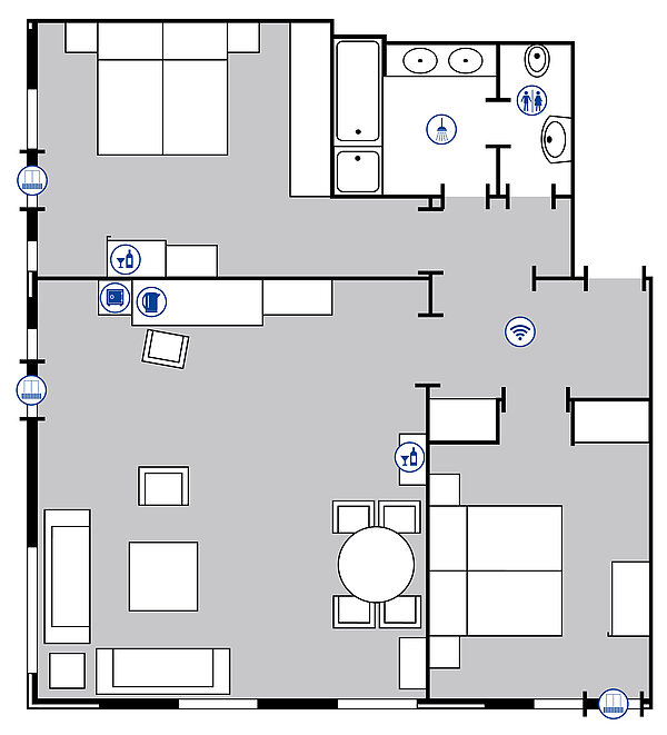 Zimmergrundriss Grand Suite | Maritim Hotel Bellevue Kiel